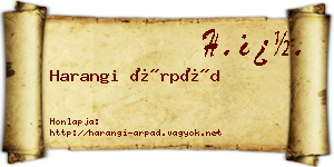 Harangi Árpád névjegykártya
