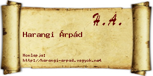 Harangi Árpád névjegykártya